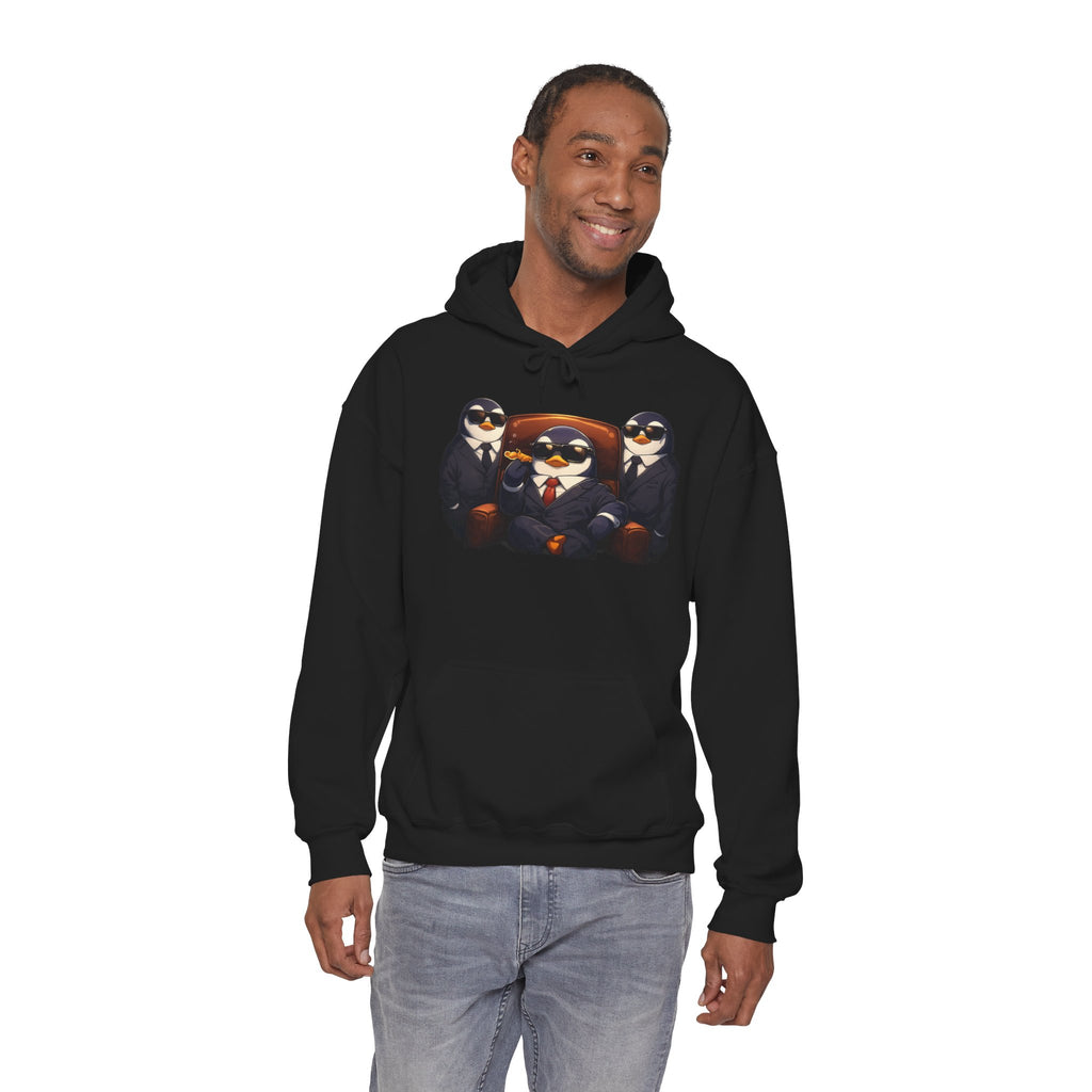 Penguin Mafia Boss Hoodie — Funny Godfather Penguins in Suits, Cigar & Bodyguards