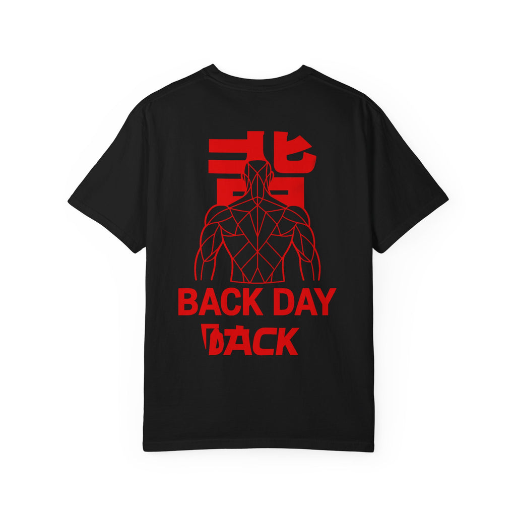 Back Day Attack Geometric Muscle Anatomy T-Shirt — "北" (Back) Gym Tee Red