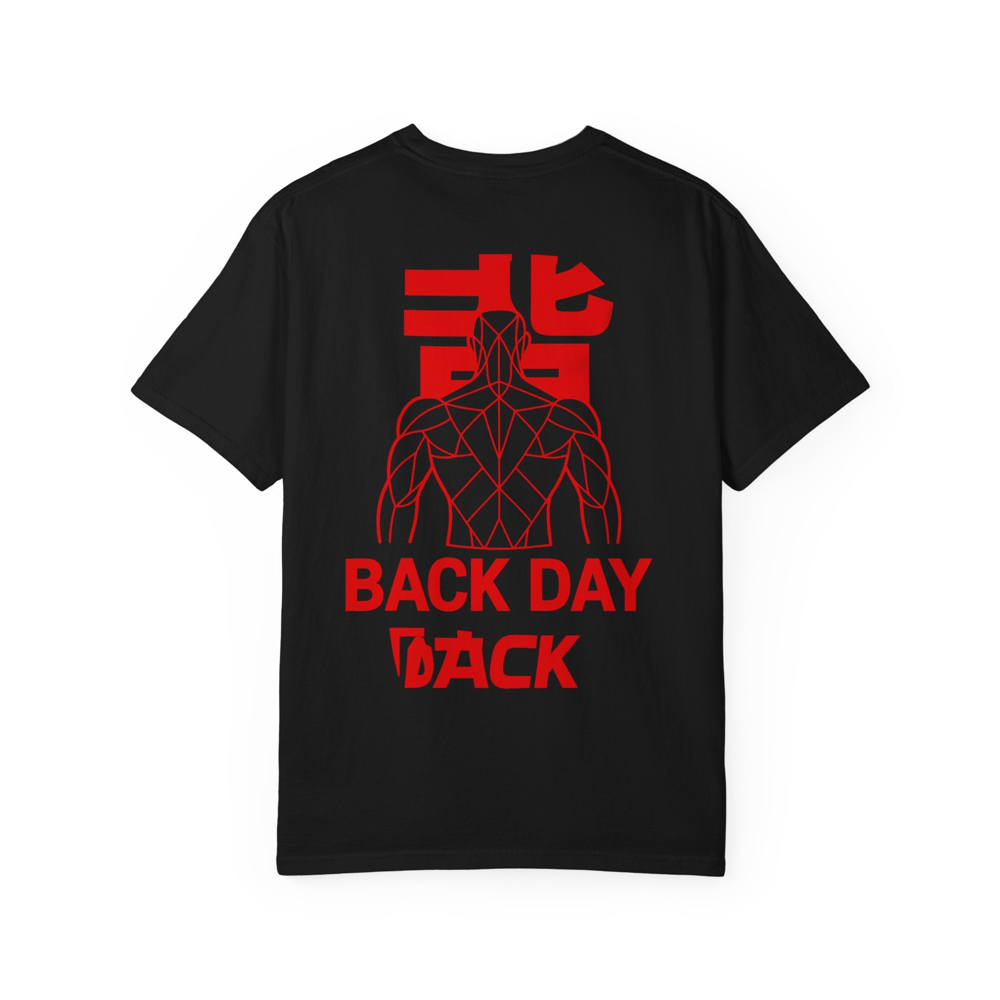 Back Day Attack Geometric Muscle Anatomy T-Shirt — "北" (Back) Gym Tee Red