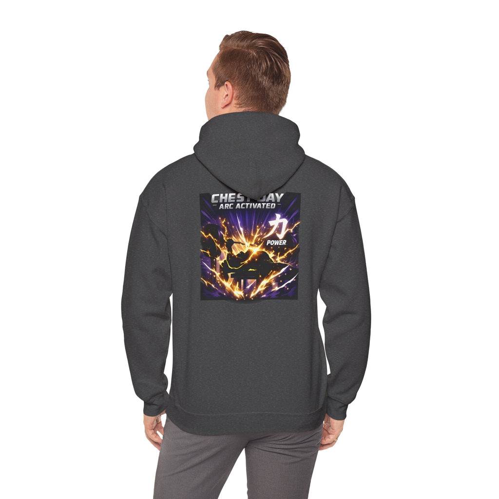 Chest Day Arc Activated Men’s Hoodie — Power (力) Gym Motivation