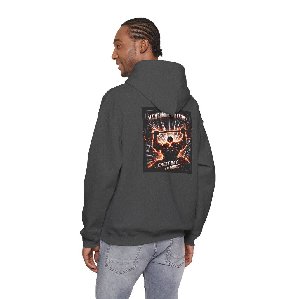 Main Character Energy Chest Day Men’s Hoodie - Anime Gym Fitness Apparel