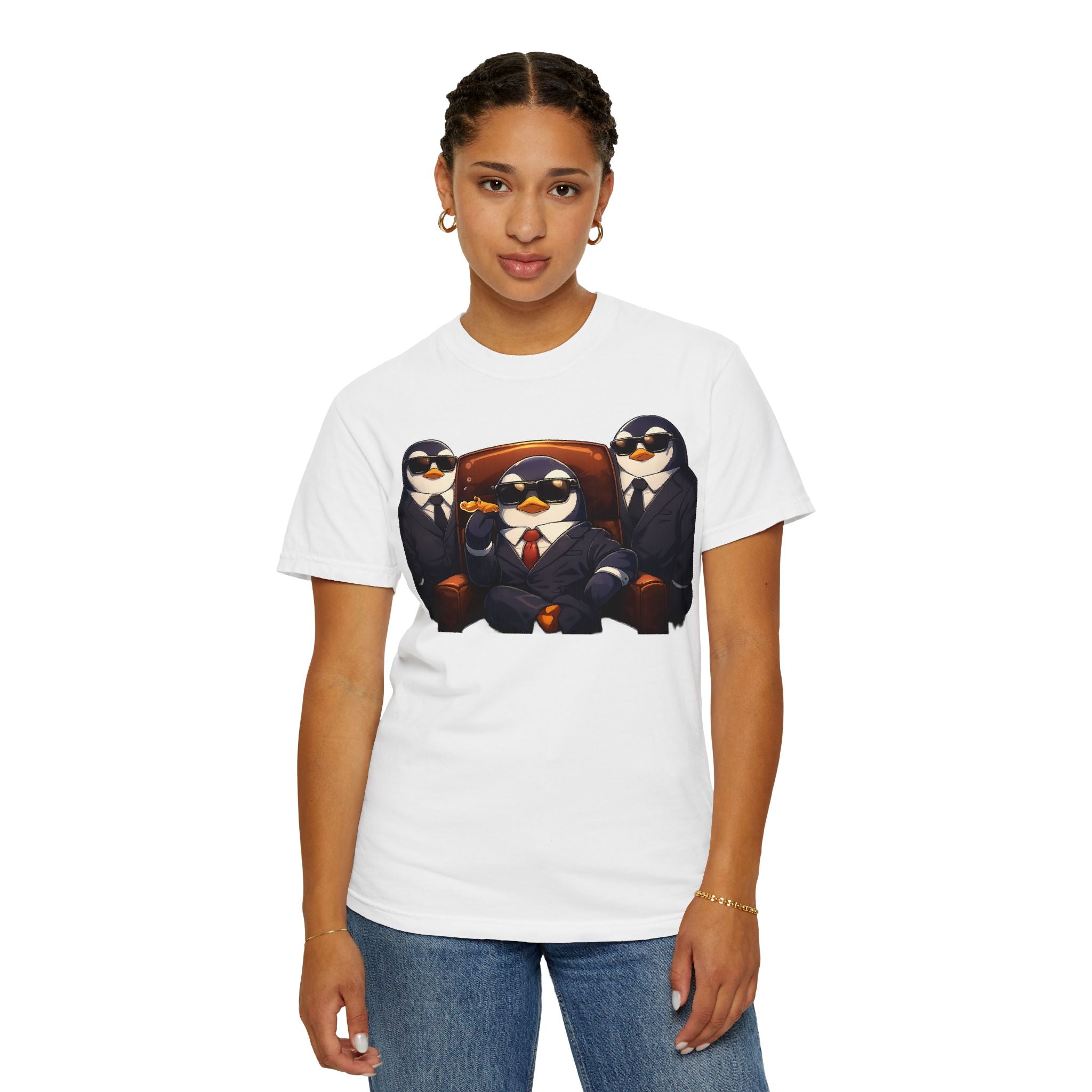 Penguin Mafia Boss T-Shirt — Funny Godfather Penguins in Suits, Cigar & Bodyguards