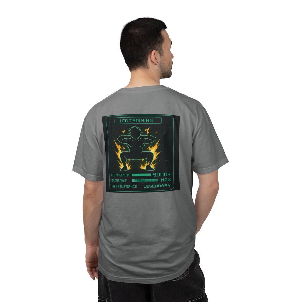 Leg Training Stats 9000+ T-Shirt — Men’s RPG Gaming Gym Leg Day Motivation