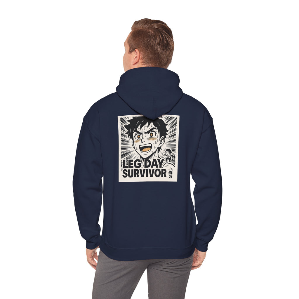 Leg Day Survivor Men’s Hoodie - Funny Gym Workout Anime Fitness Hoodie