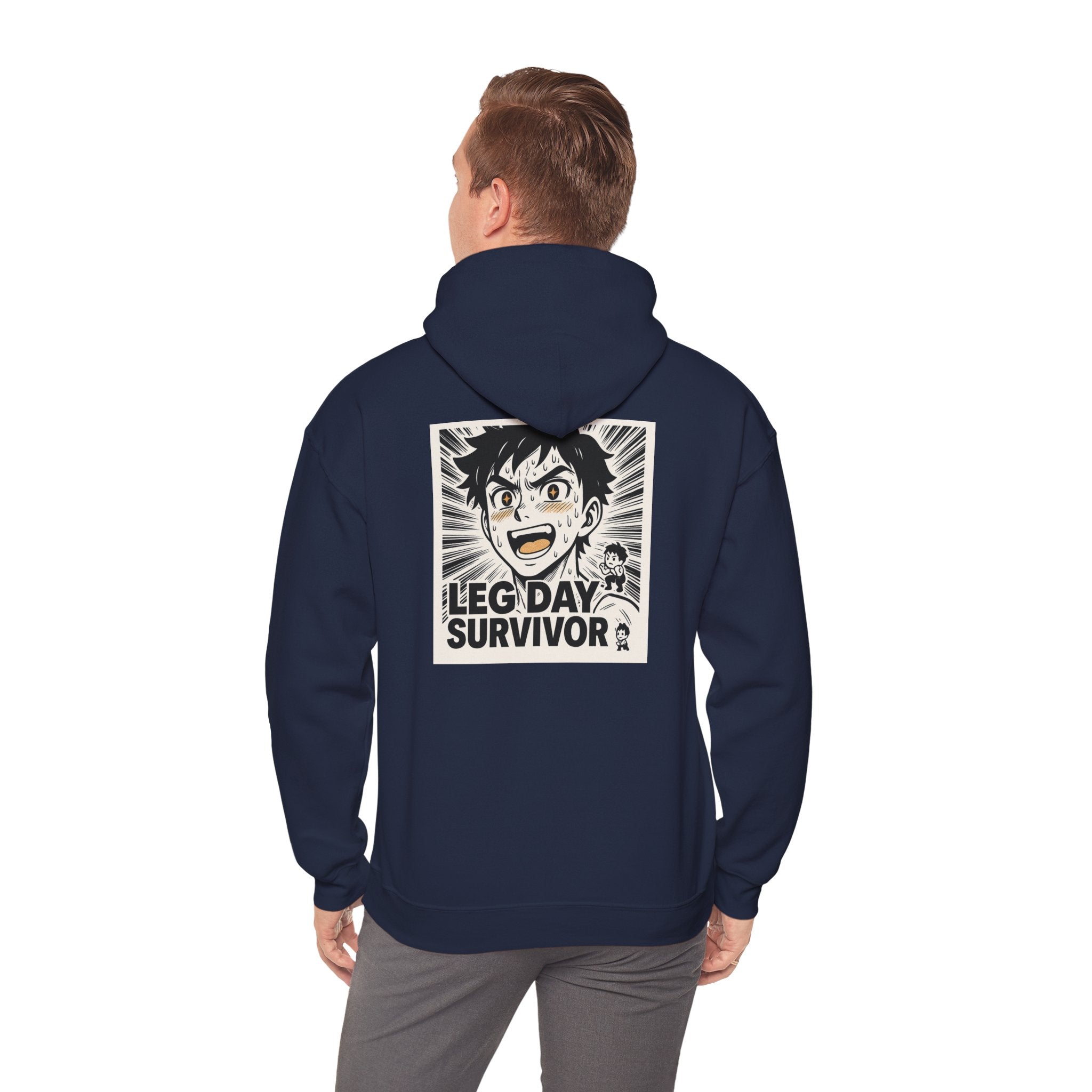 Leg Day Survivor Men’s Hoodie - Funny Gym Workout Anime Fitness Hoodie