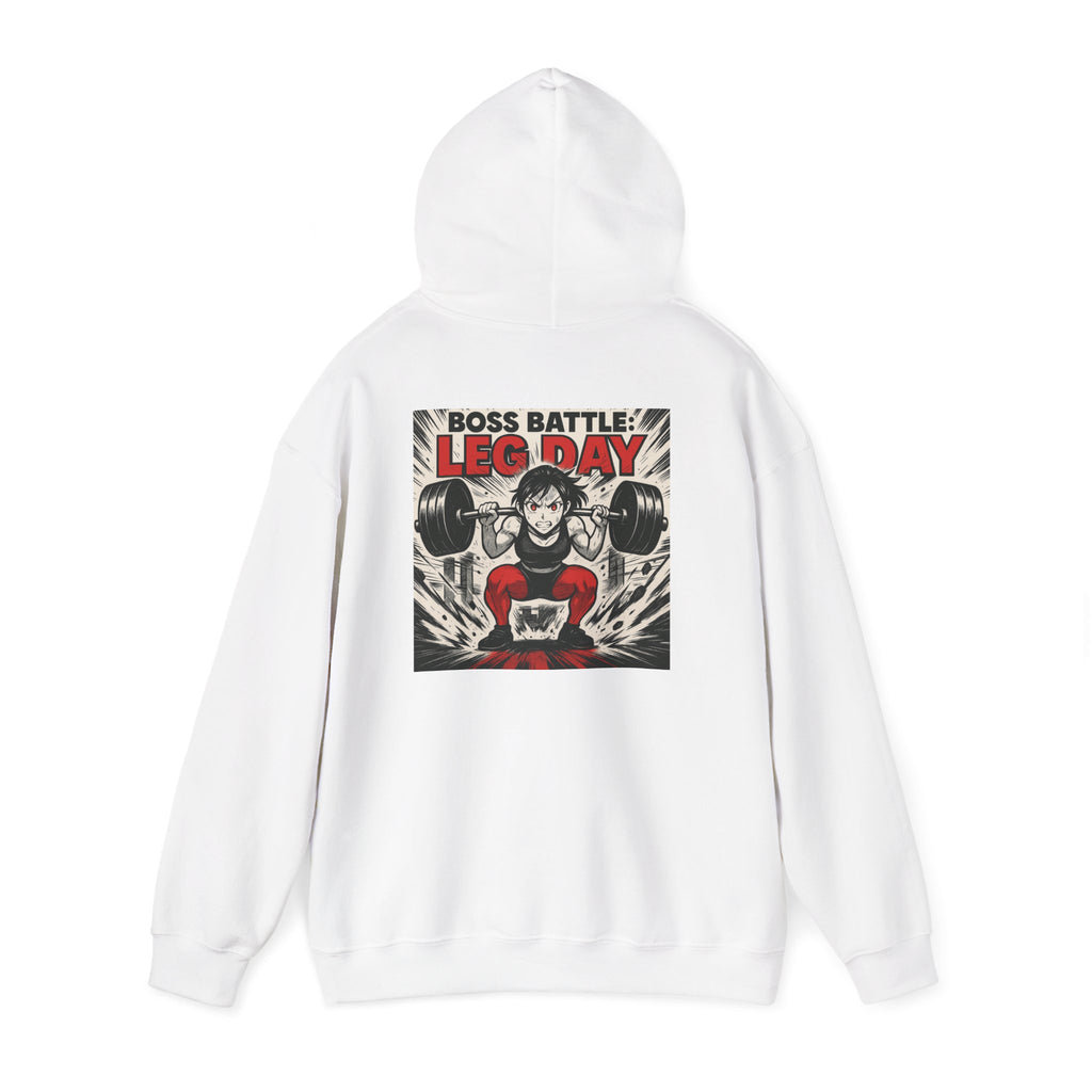 Boss Battle: Leg Day Hoodie — Anime Manga Female Lifter Gym Motivation