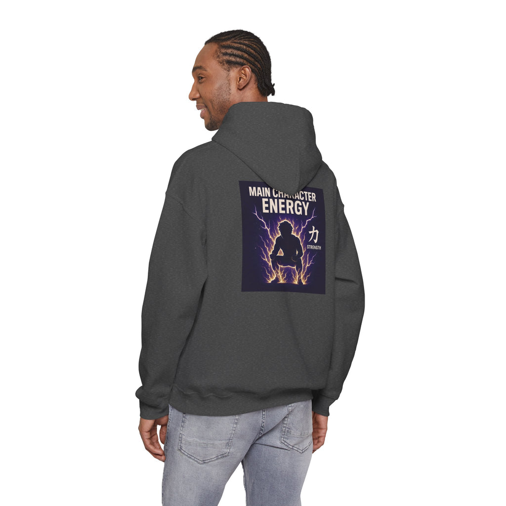 Main Character Energy Hoodie — Men's Anime Gym Strength (力)