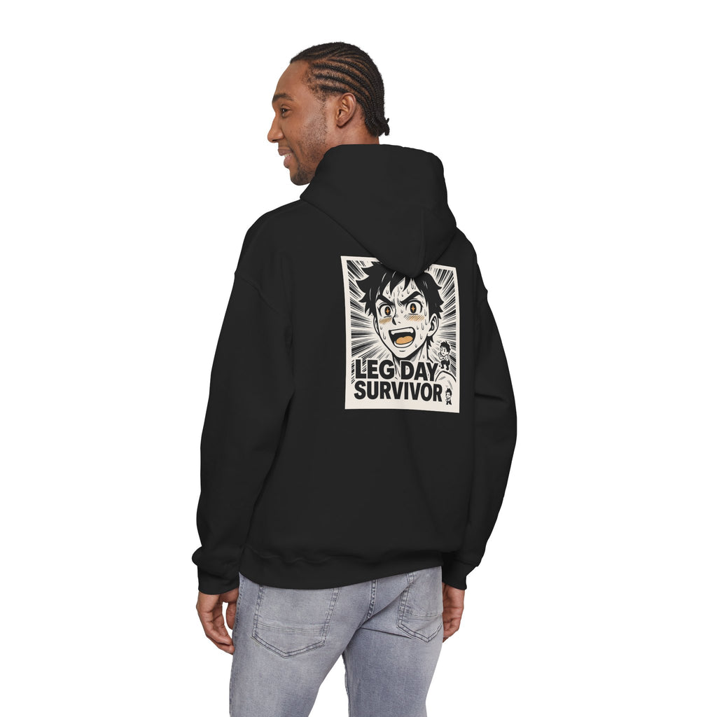 Leg Day Survivor Men’s Hoodie - Funny Gym Workout Anime Fitness Hoodie