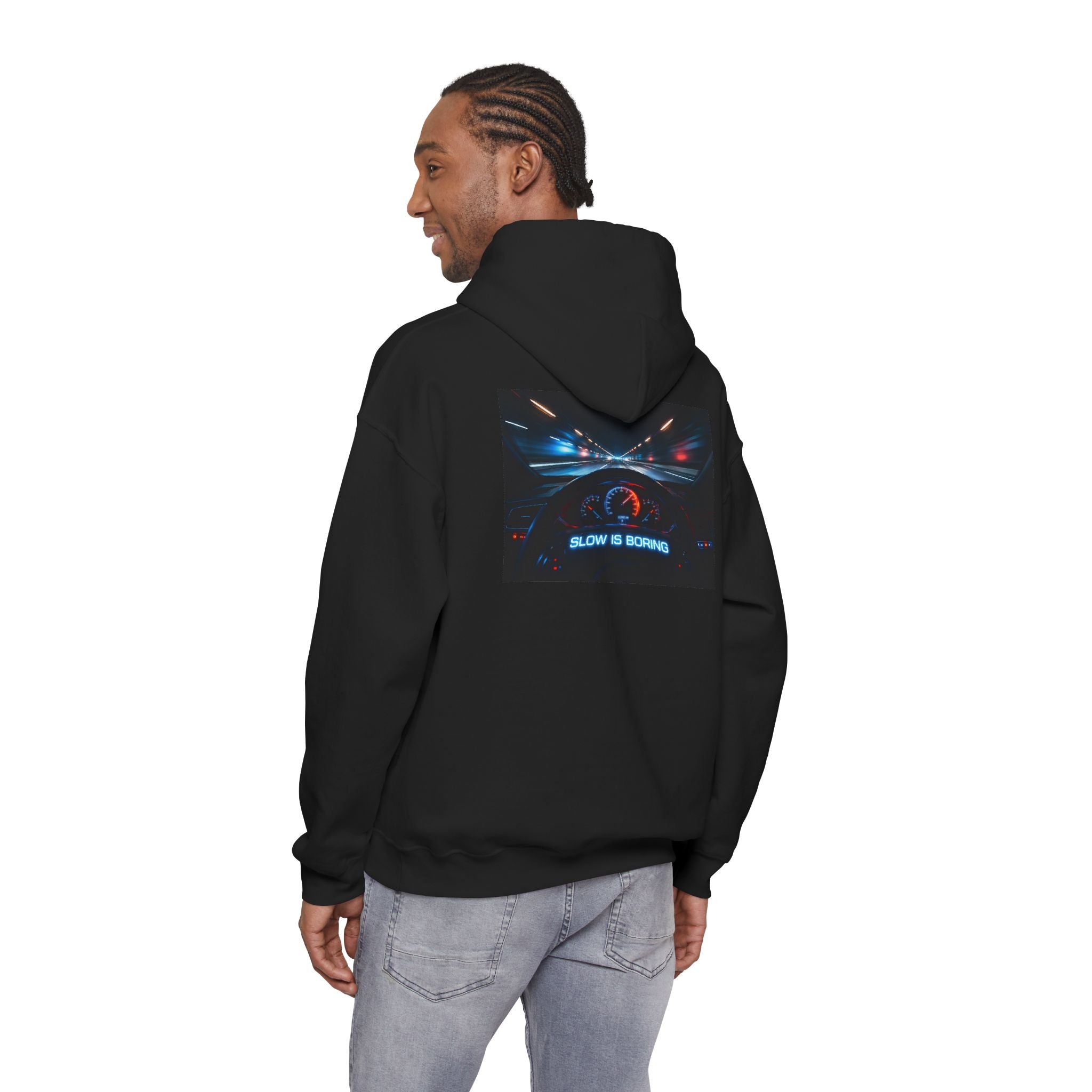 Slow Is Boring Hoodie - Racing Speed Enthusiast Dashboard Design