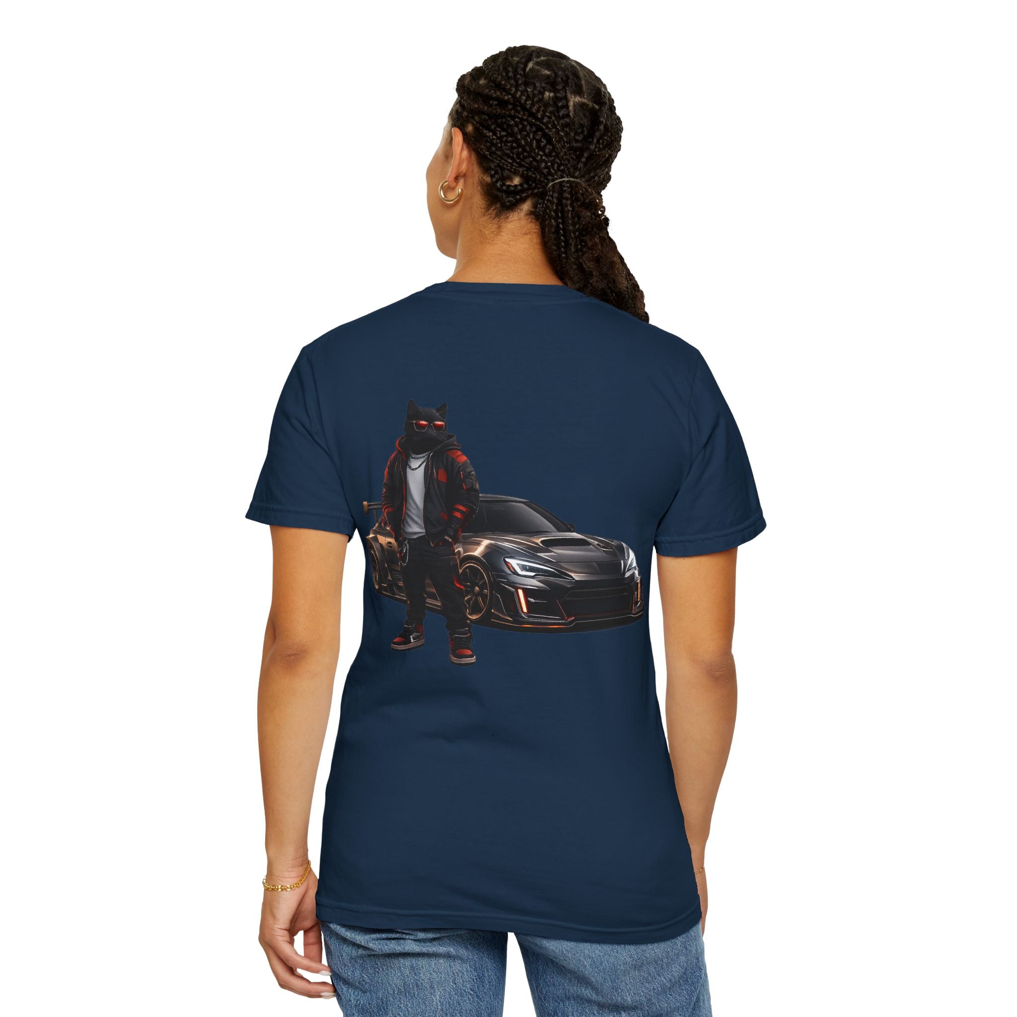 Cool Black Cat Streetwear Custom Widebody Sports Car JDM T-Shirt