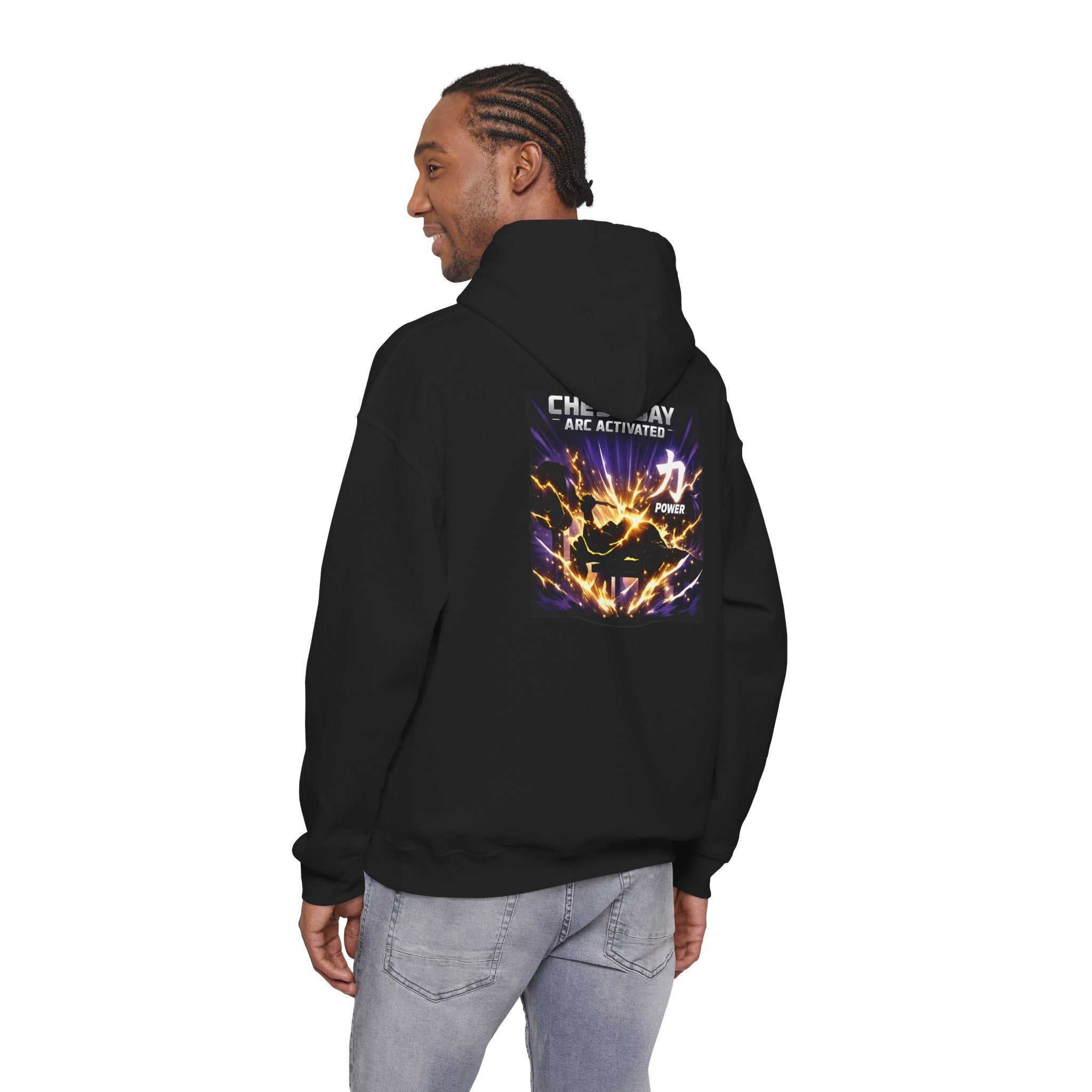 Chest Day Arc Activated Men’s Hoodie — Power (力) Gym Motivation