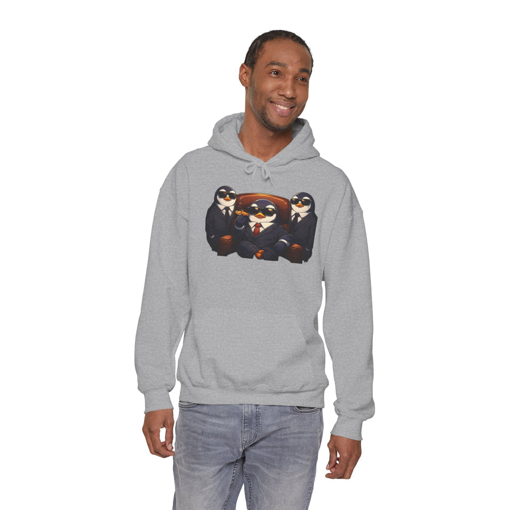 Penguin Mafia Boss Hoodie — Funny Godfather Penguins in Suits, Cigar & Bodyguards