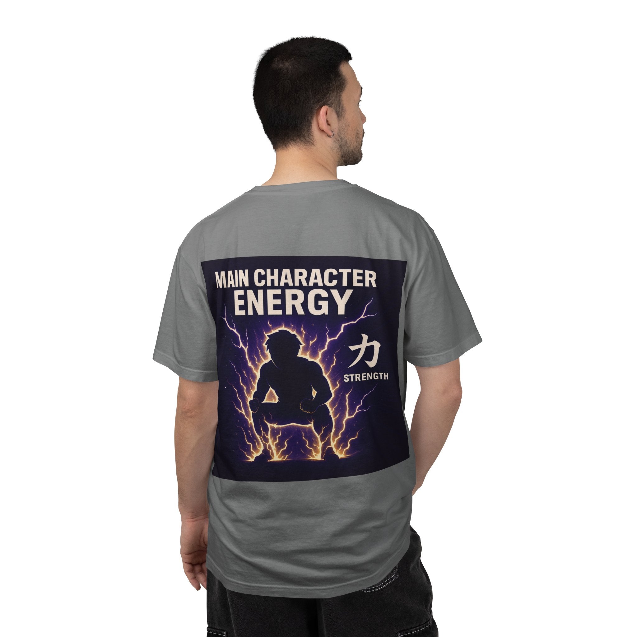 Main Character Energy Strength Kanji T-Shirt — Men’s Anime Gym Motivation