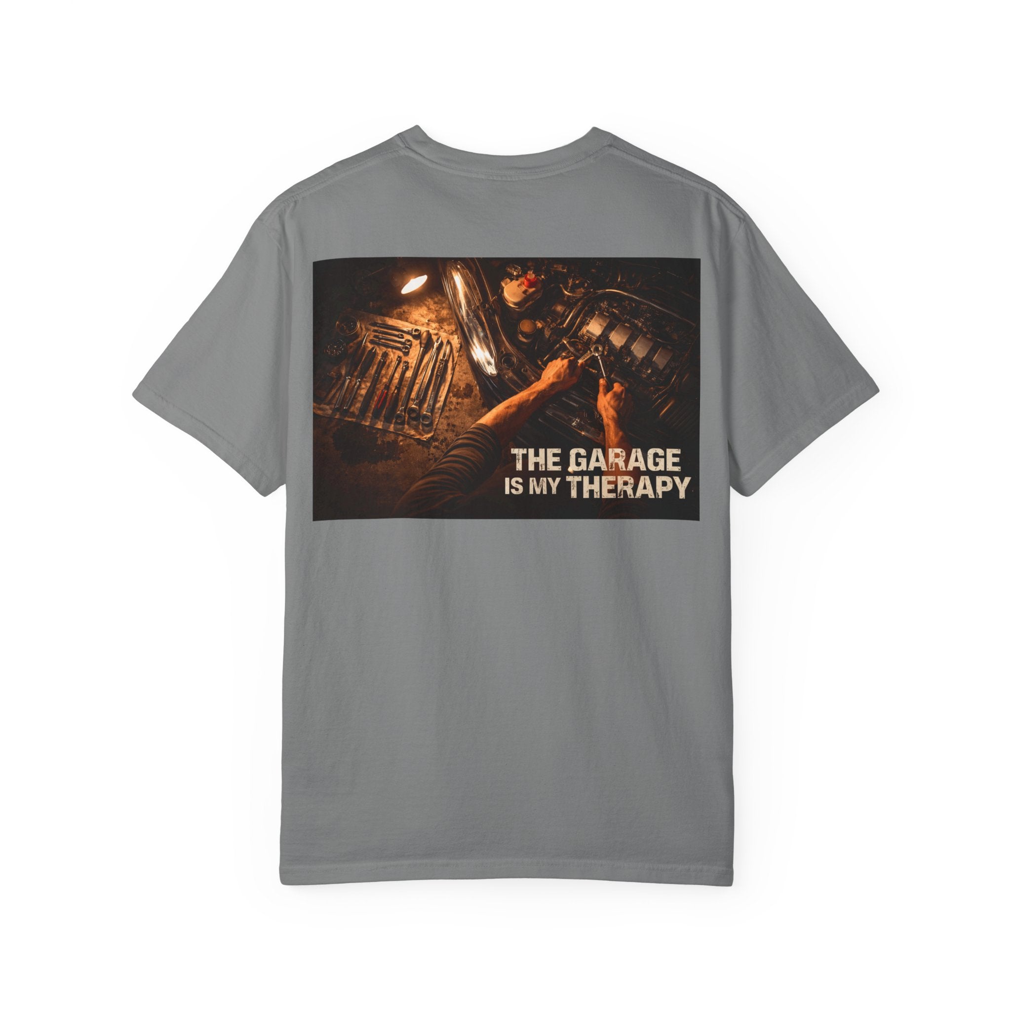 The Garage Is My Therapy T-Shirt - Mechanic Car Enthusiast Gift Version 2