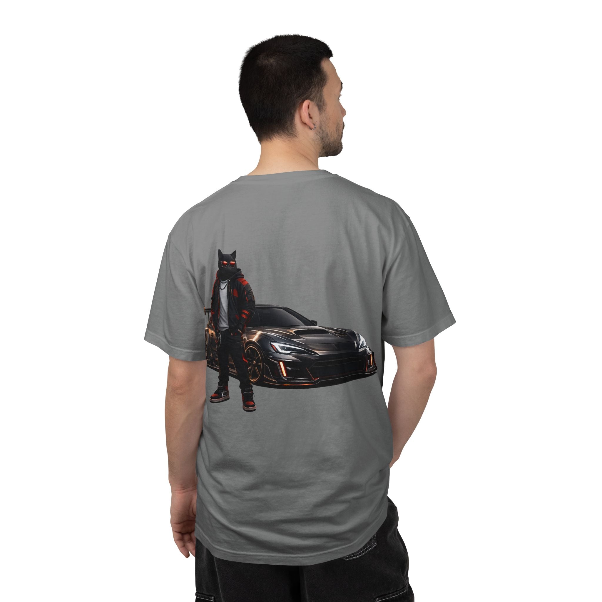 Cool Black Cat Streetwear Custom Widebody Sports Car JDM T-Shirt