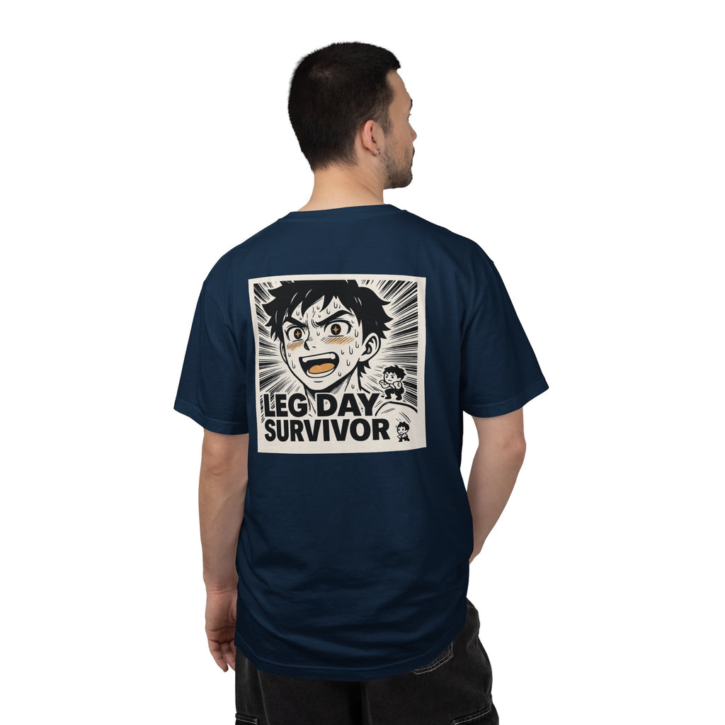Leg Day Survivor Men’s Shirt - Funny Gym Workout Anime Fitness T-Shirt