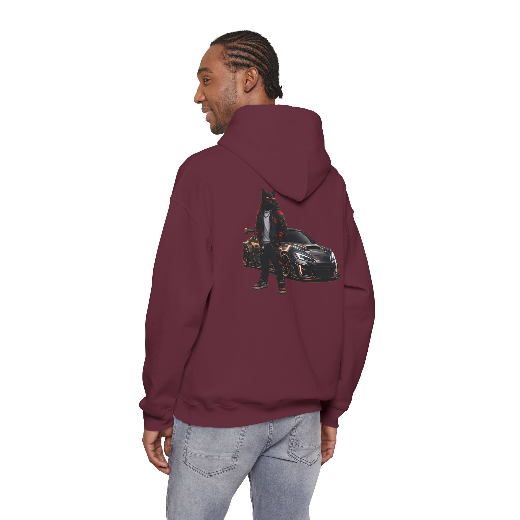 Cool Black Cat Streetwear Custom Widebody Sports Car JDM Hoodie