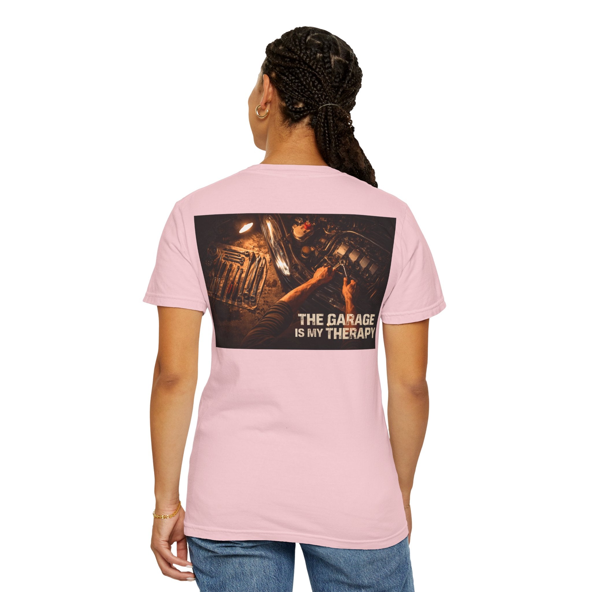 The Garage Is My Therapy T-Shirt - Mechanic Car Enthusiast Gift Version 2