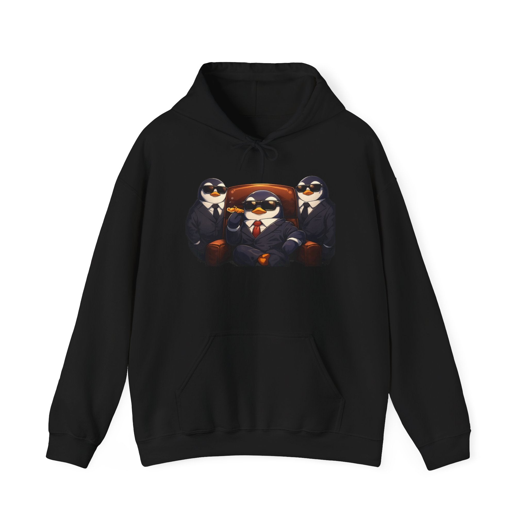Penguin Mafia Boss Hoodie — Funny Godfather Penguins in Suits, Cigar & Bodyguards