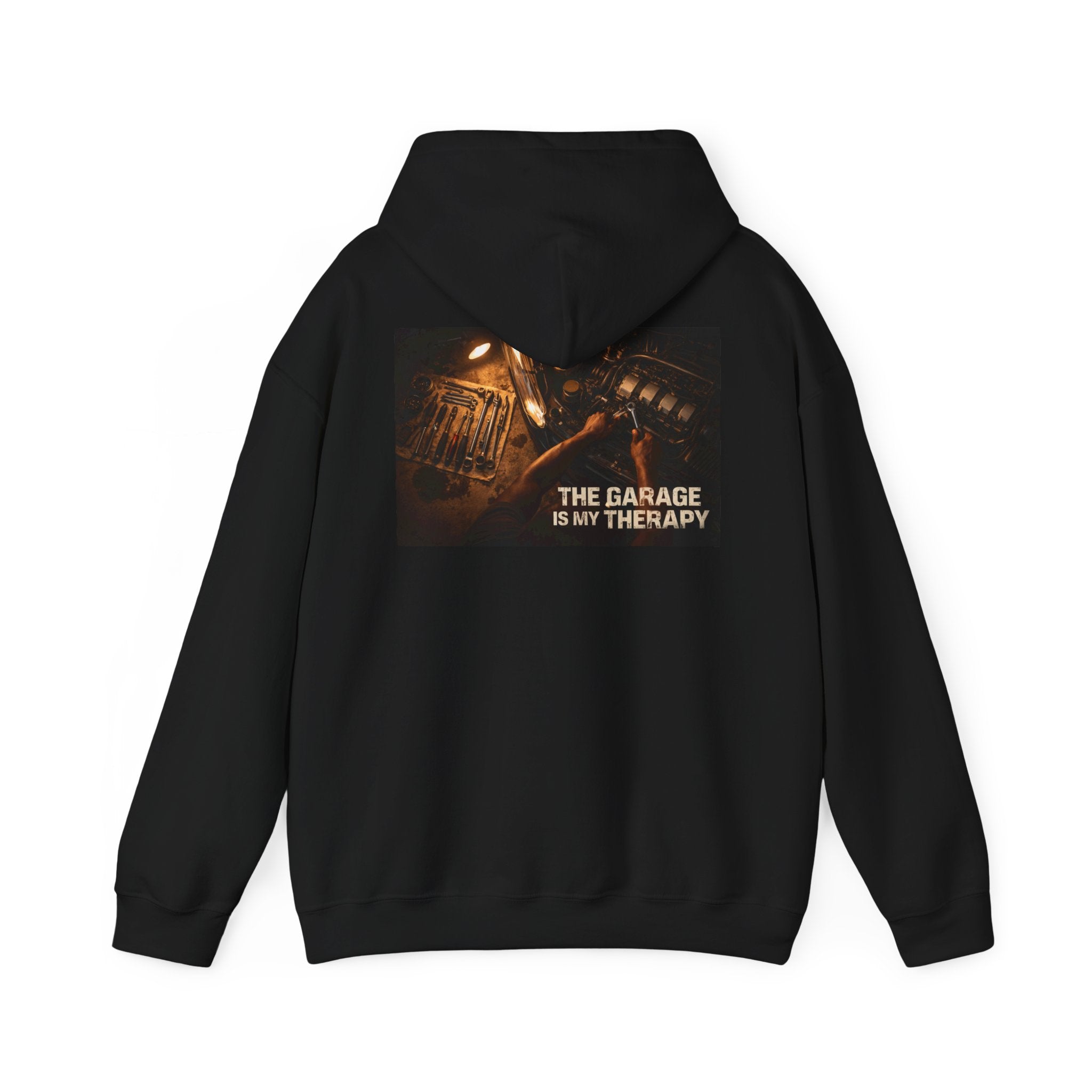 The Garage Is My Therapy Hoodie - Mechanic Car Enthusiast Gift Version 1