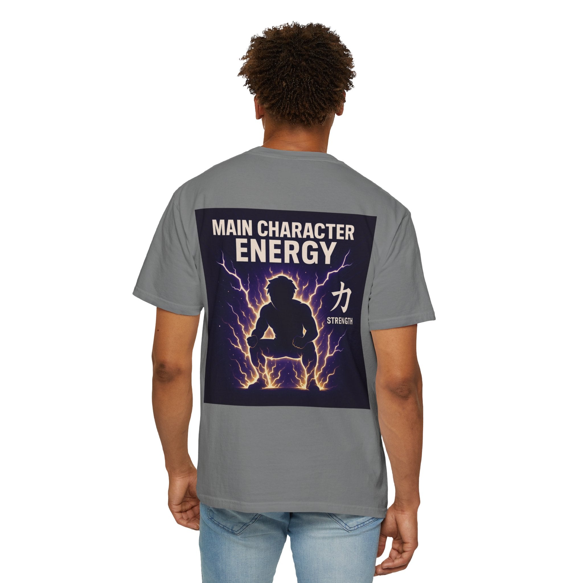 Main Character Energy Strength Kanji T-Shirt — Men’s Anime Gym Motivation