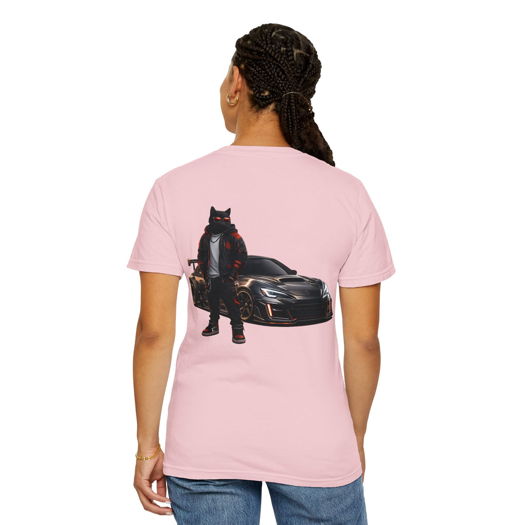 Cool Black Cat Streetwear Custom Widebody Sports Car JDM T-Shirt