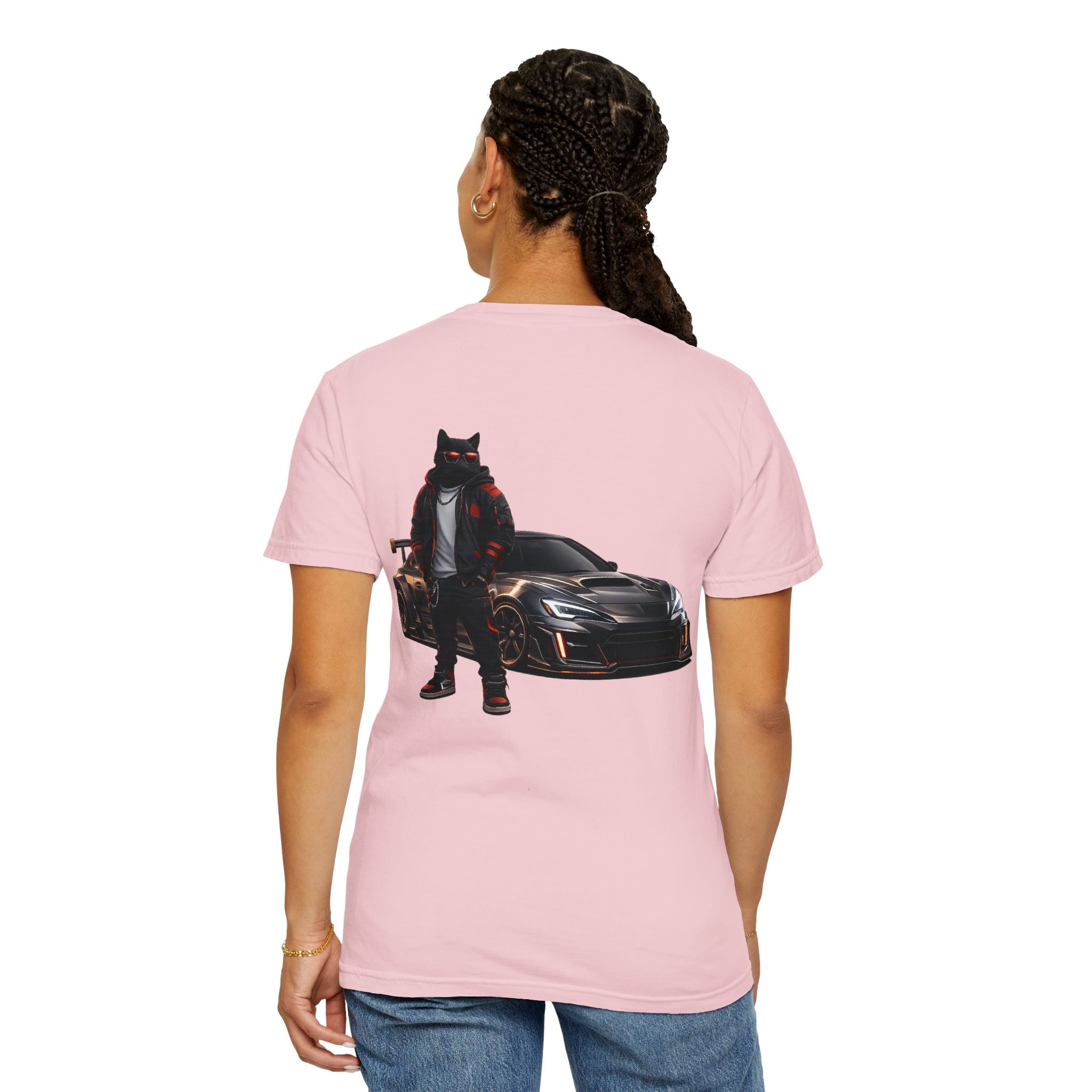Cool Black Cat Streetwear Custom Widebody Sports Car JDM T-Shirt