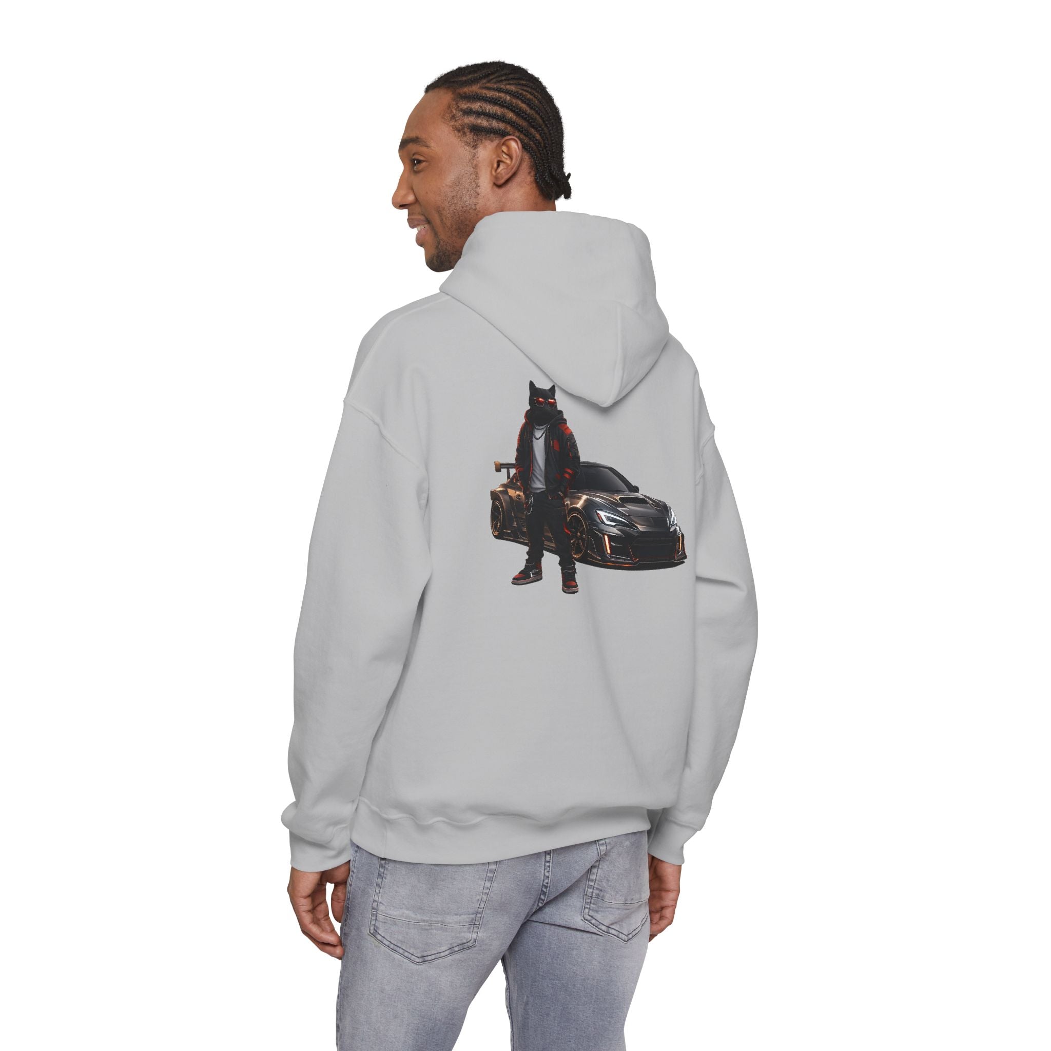 Cool Black Cat Streetwear Custom Widebody Sports Car JDM Hoodie