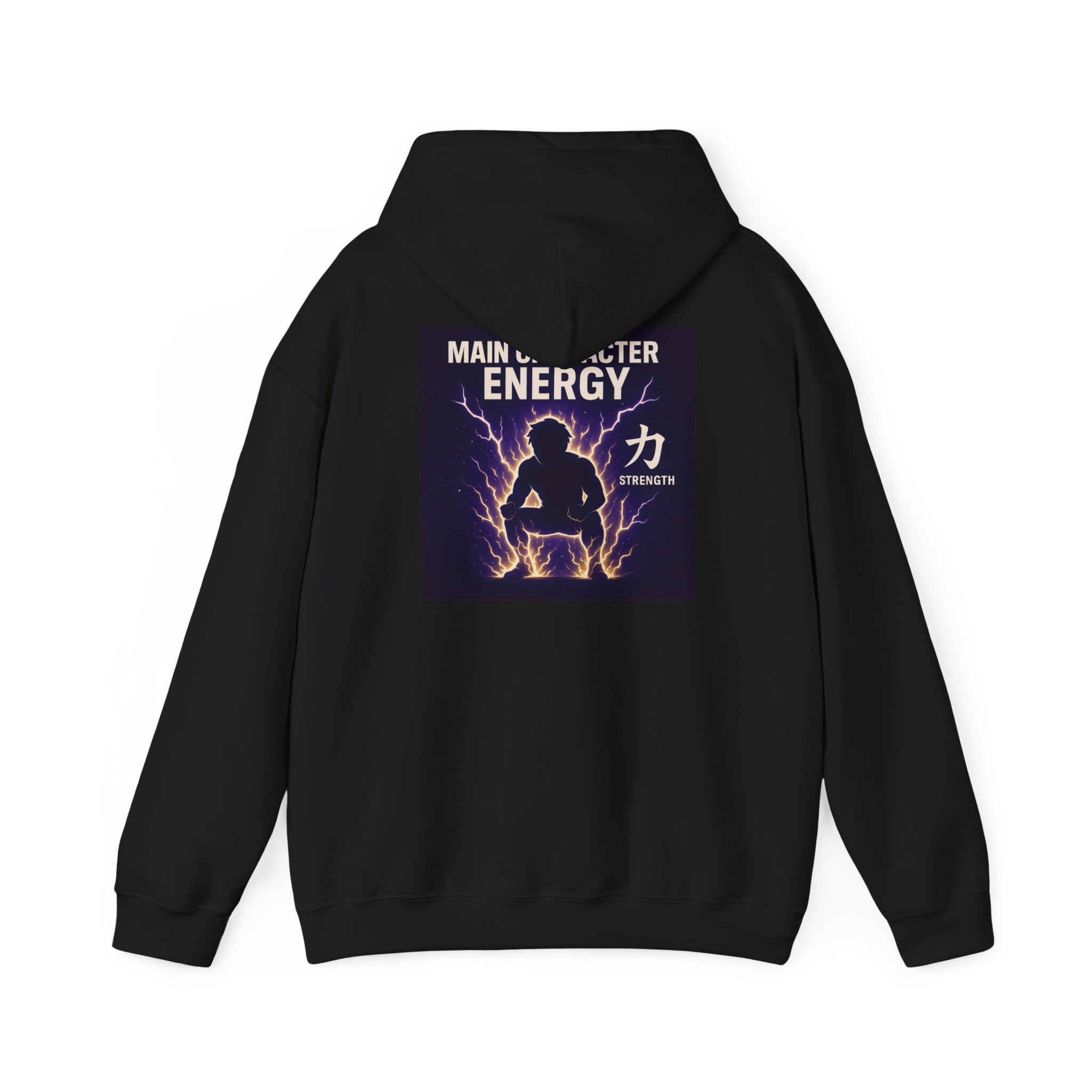 Main Character Energy Hoodie — Men's Anime Gym Strength (力)