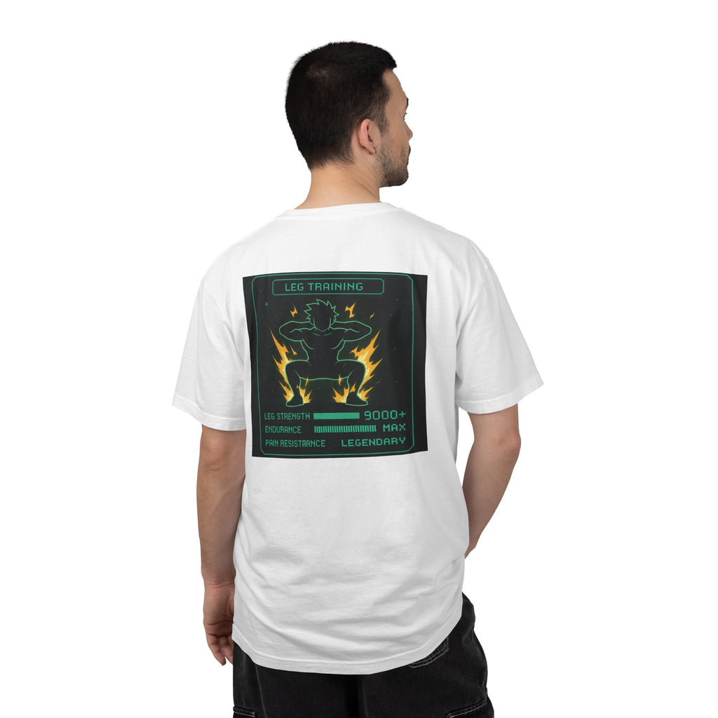 Leg Training Stats 9000+ T-Shirt — Men’s RPG Gaming Gym Leg Day Motivation