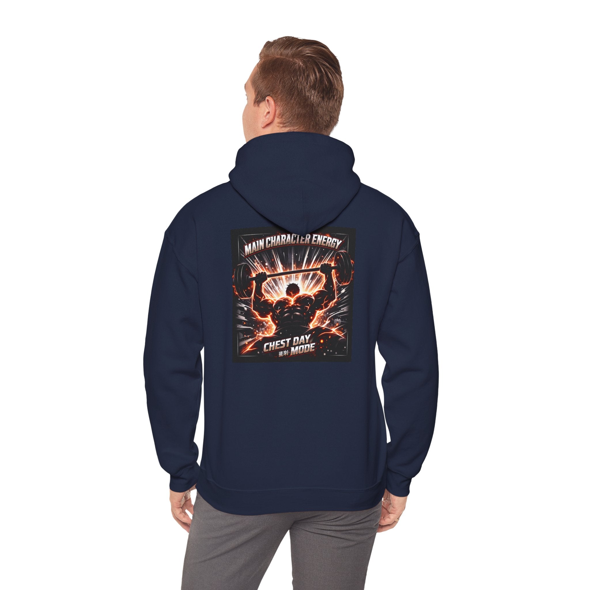 Main Character Energy Chest Day Men’s Hoodie - Anime Gym Fitness Apparel