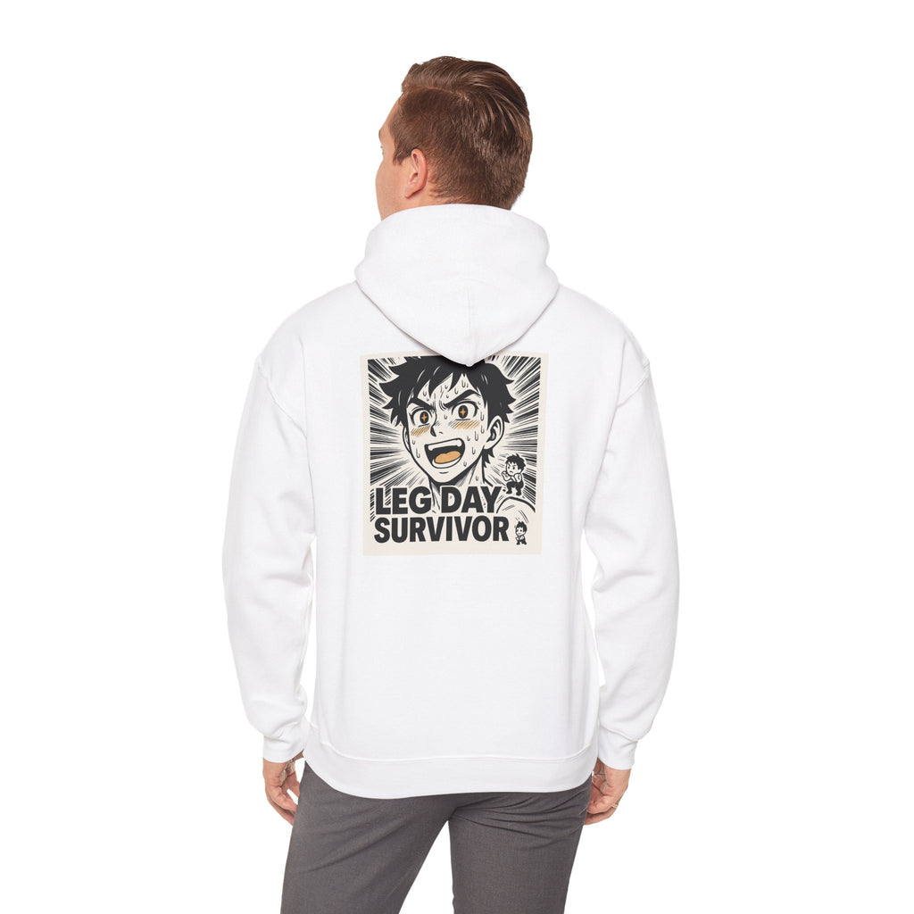 Leg Day Survivor Men’s Hoodie - Funny Gym Workout Anime Fitness Hoodie