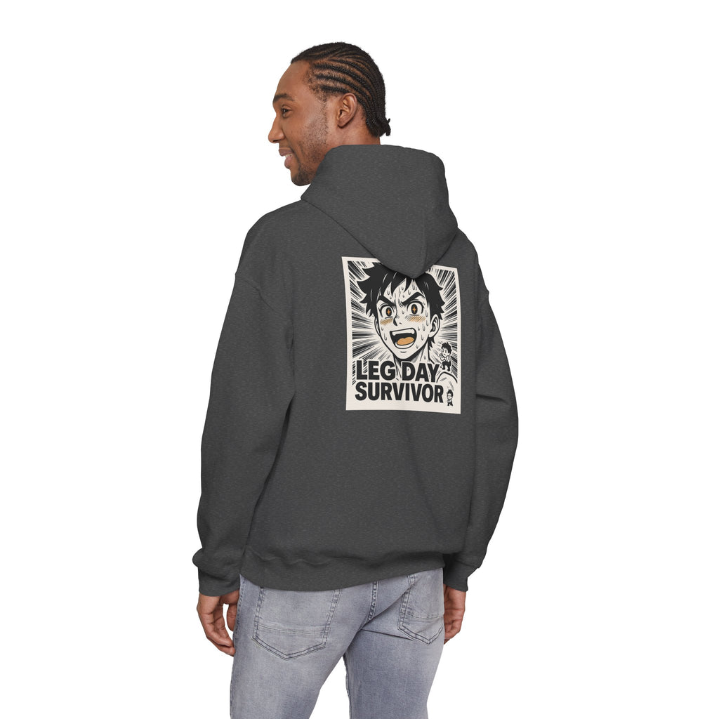 Leg Day Survivor Men’s Hoodie - Funny Gym Workout Anime Fitness Hoodie