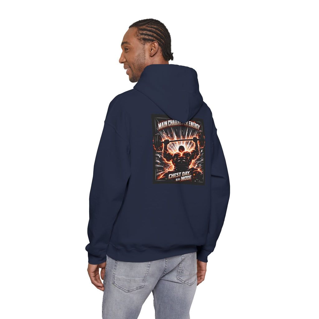 Main Character Energy Chest Day Men’s Hoodie - Anime Gym Fitness Apparel