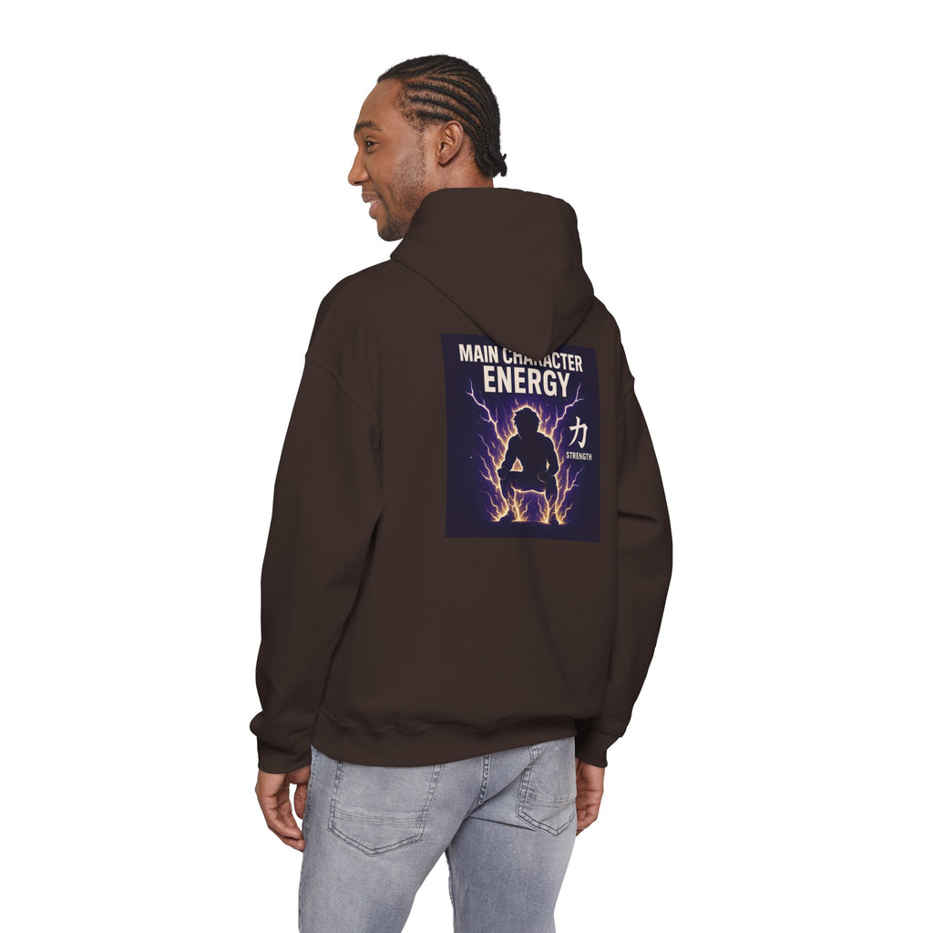 Main Character Energy Hoodie — Men's Anime Gym Strength (力)