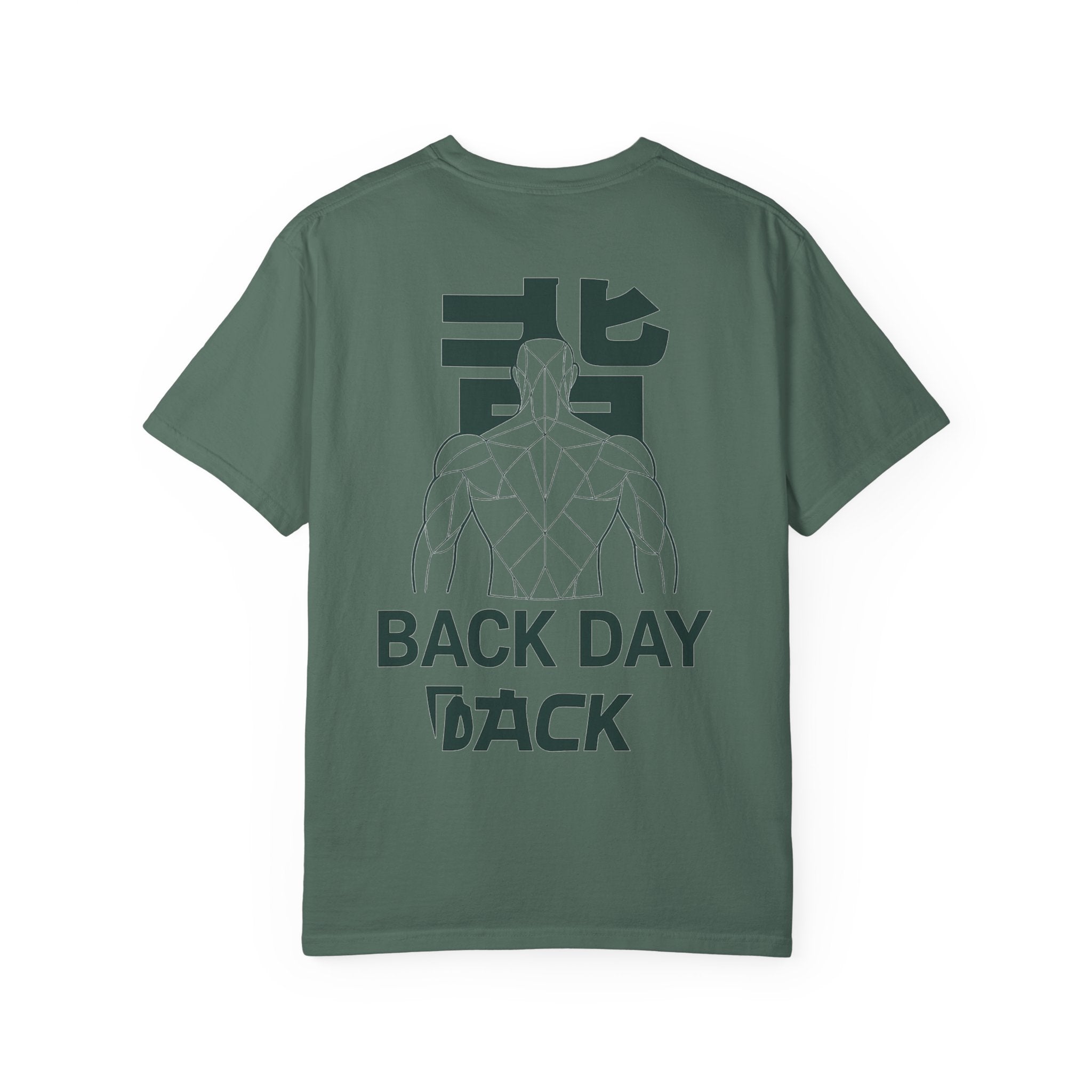 Back Day Attack Geometric Muscle Anatomy T-Shirt — '北' Back Training Gym Tee Green