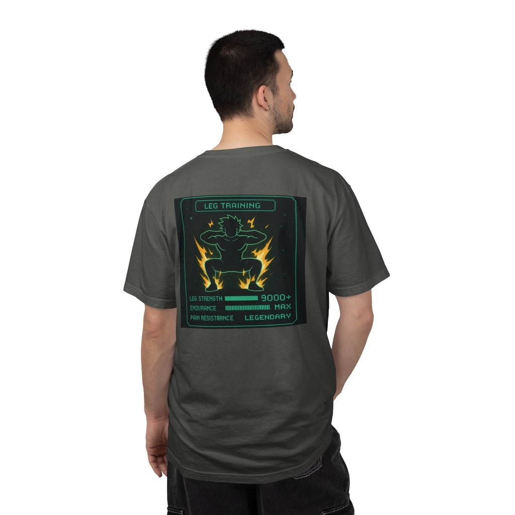 Leg Training Stats 9000+ T-Shirt — Men’s RPG Gaming Gym Leg Day Motivation