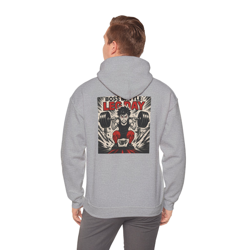 Boss Battle: Leg Day Hoodie — Anime Gym Male Lifter Sweatshirt