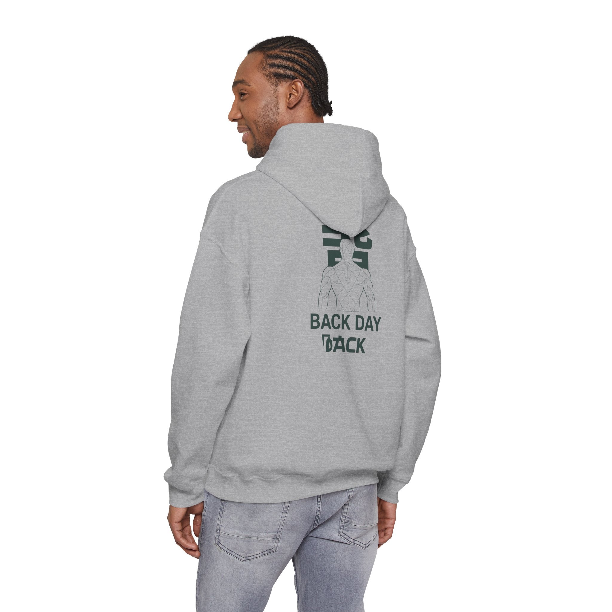 Back Day Attack Geometric Muscle Anatomy Hoodie — "北" Back Training Motivation Green
