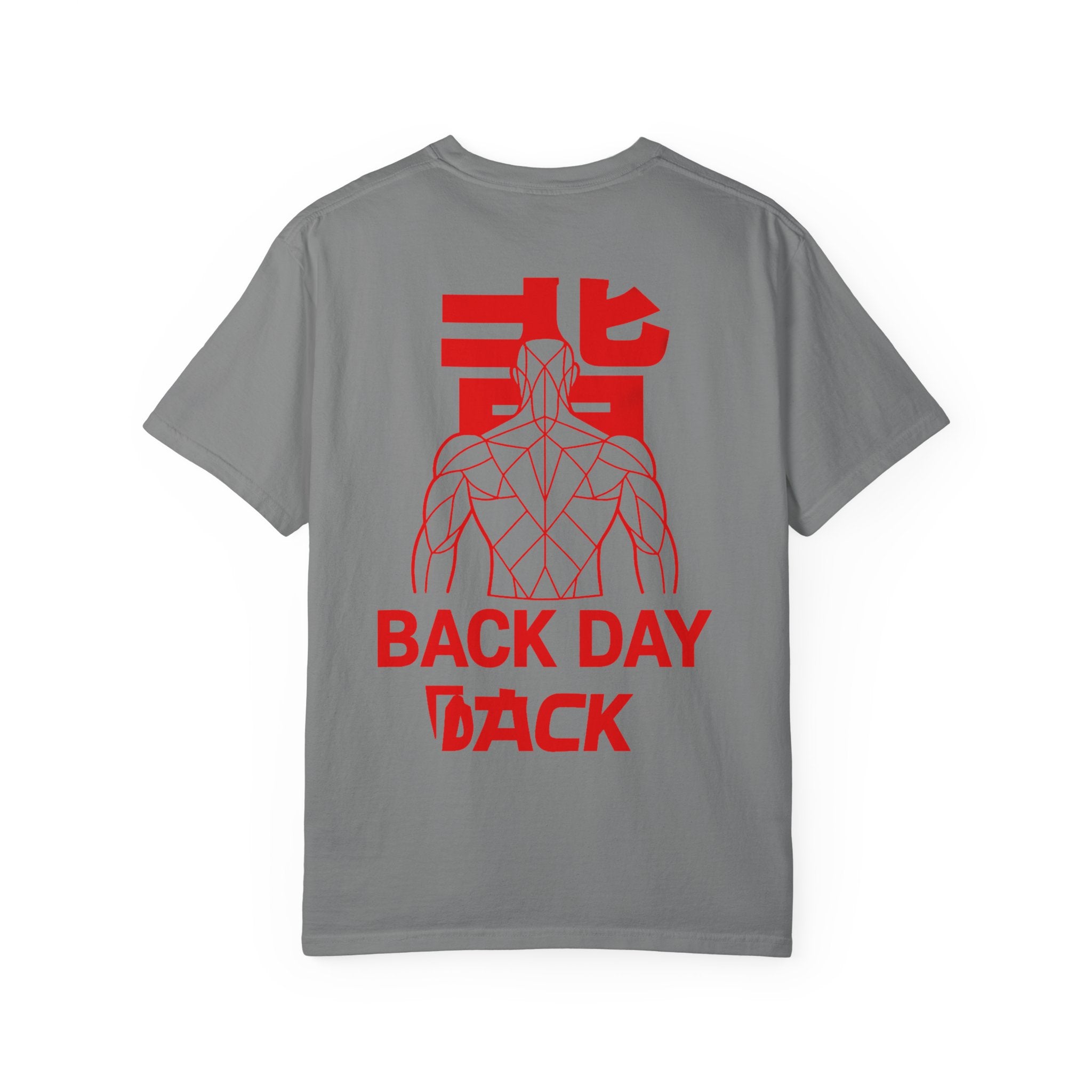 Back Day Attack Geometric Muscle Anatomy T-Shirt — "北" (Back) Gym Tee Red