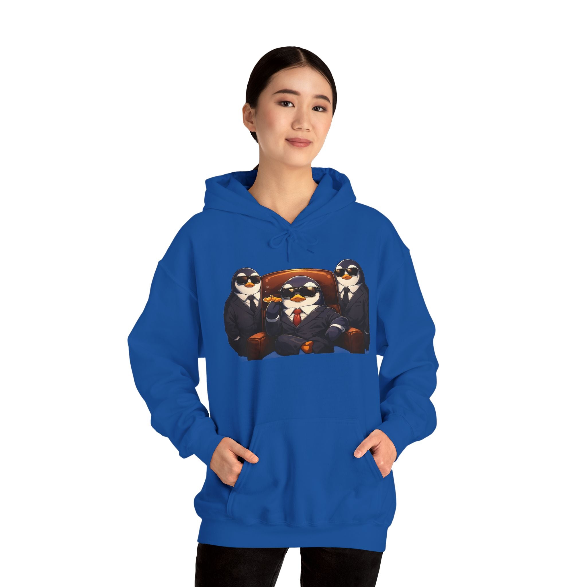 Penguin Mafia Boss Hoodie — Funny Godfather Penguins in Suits, Cigar & Bodyguards