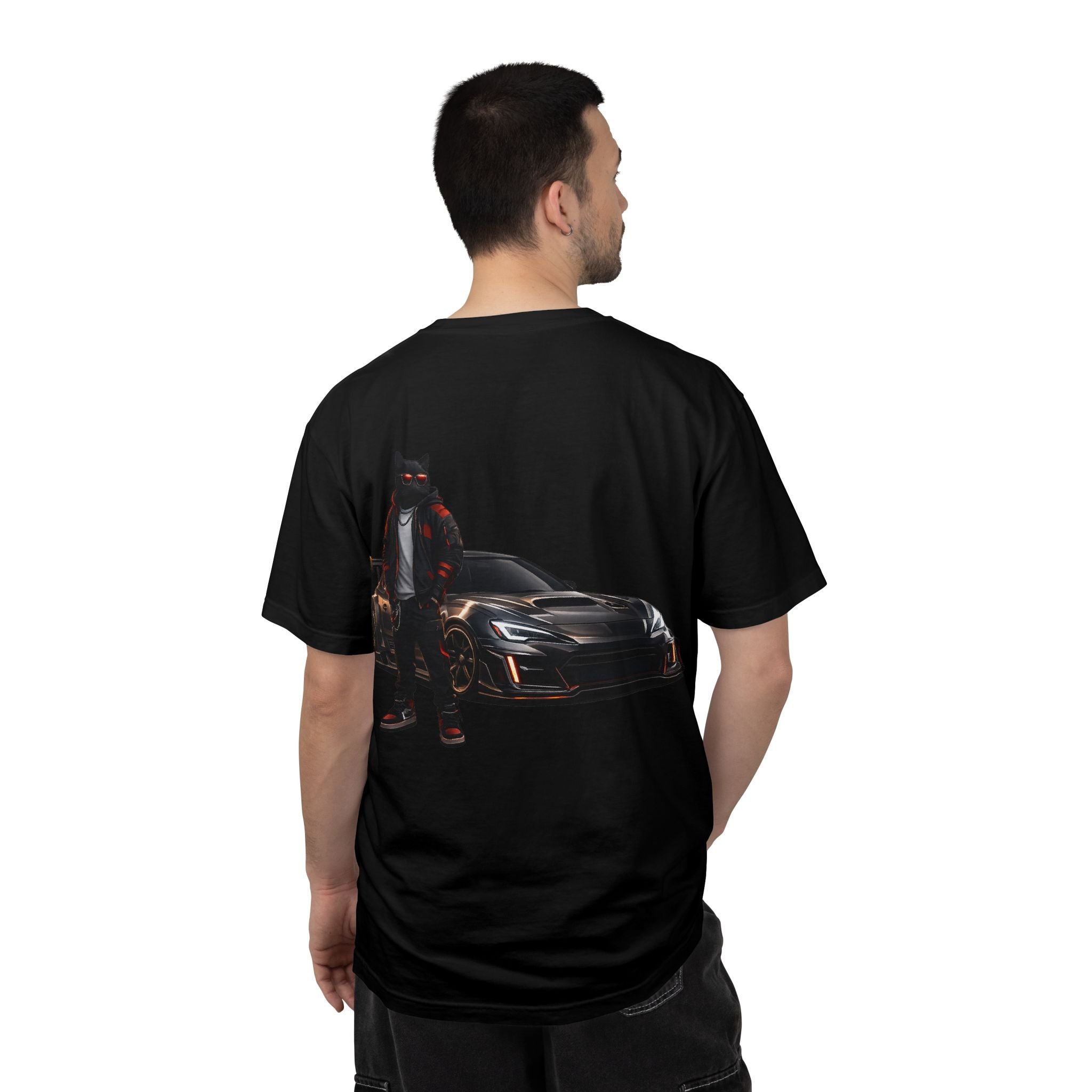 Cool Black Cat Streetwear Custom Widebody Sports Car JDM T-Shirt