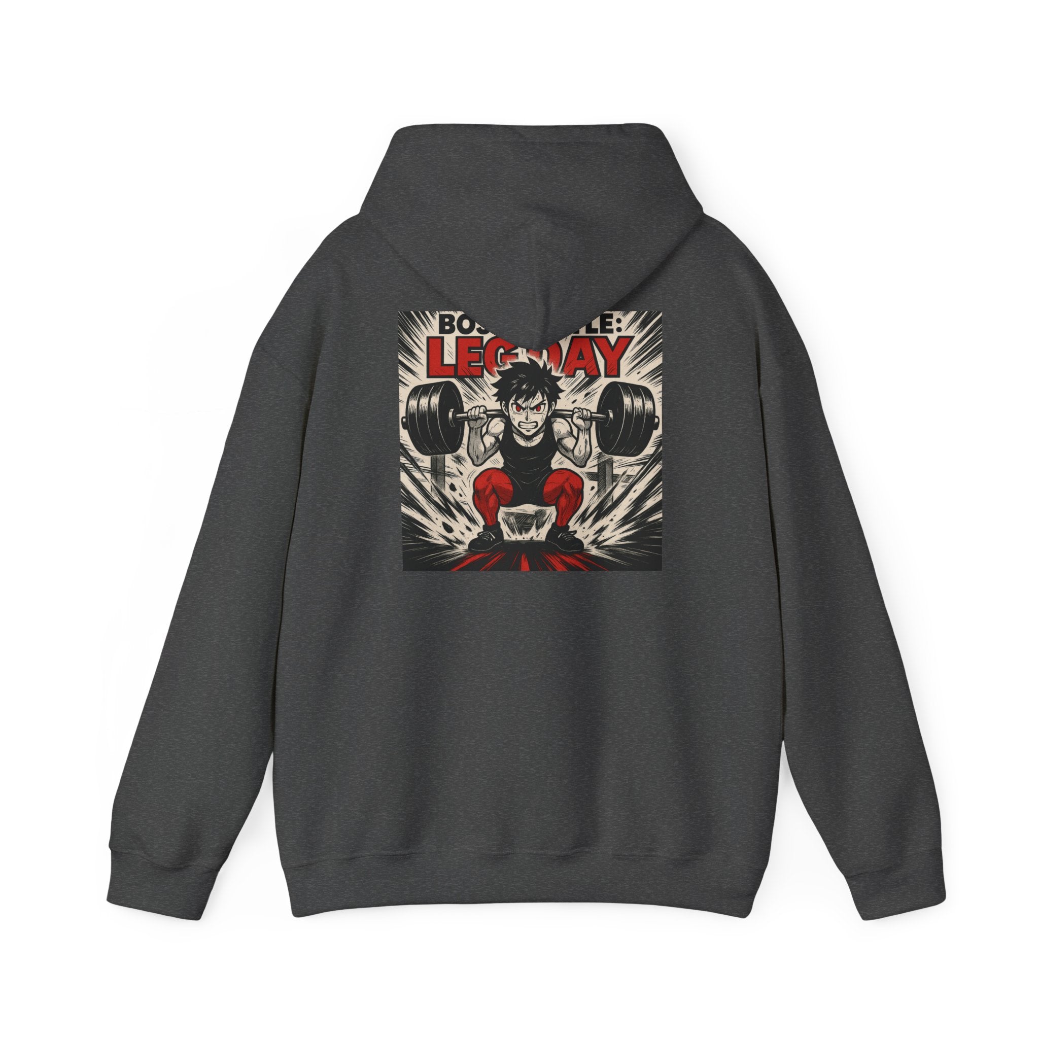 Boss Battle: Leg Day Hoodie — Anime Gym Male Lifter Sweatshirt