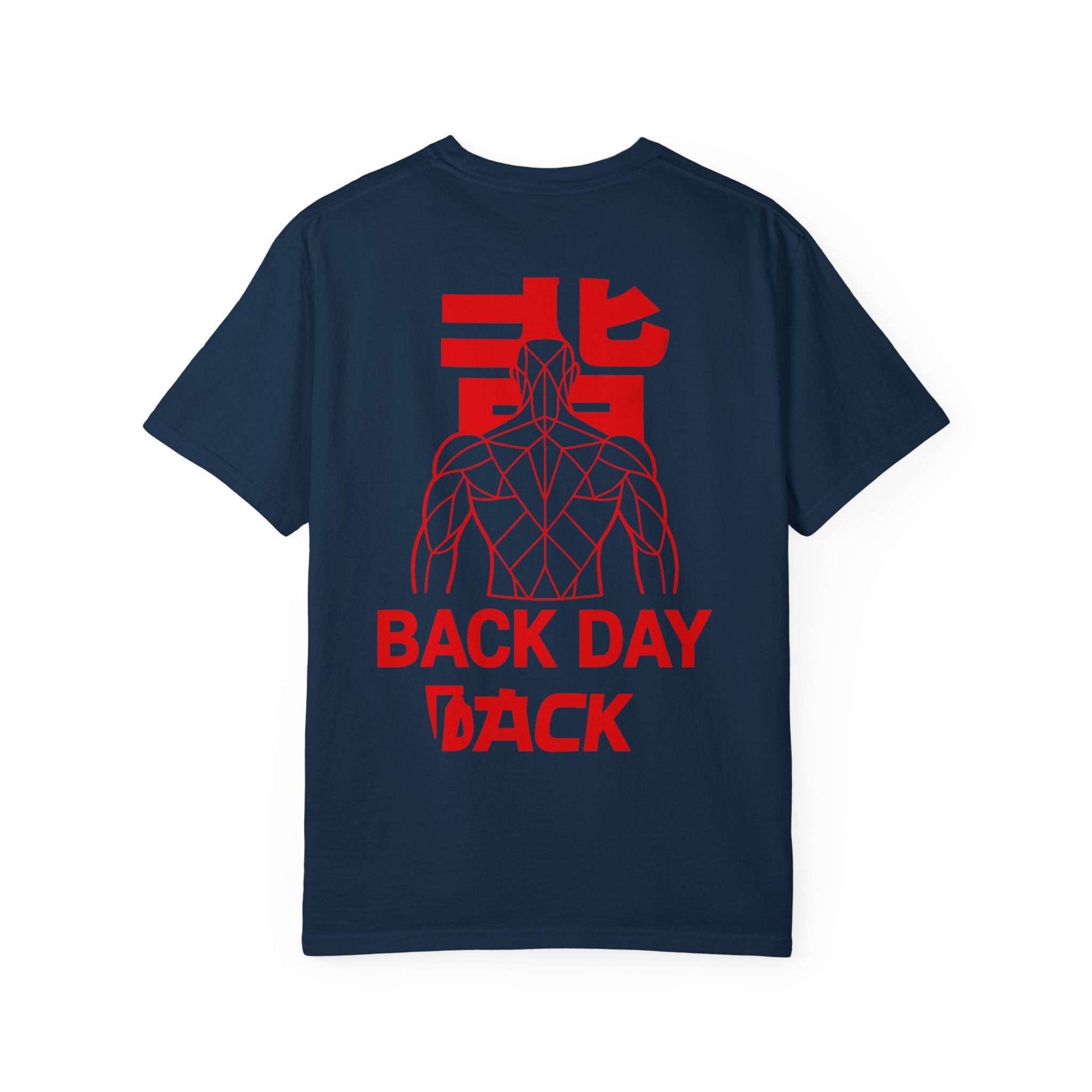Back Day Attack Geometric Muscle Anatomy T-Shirt — "北" (Back) Gym Tee Red
