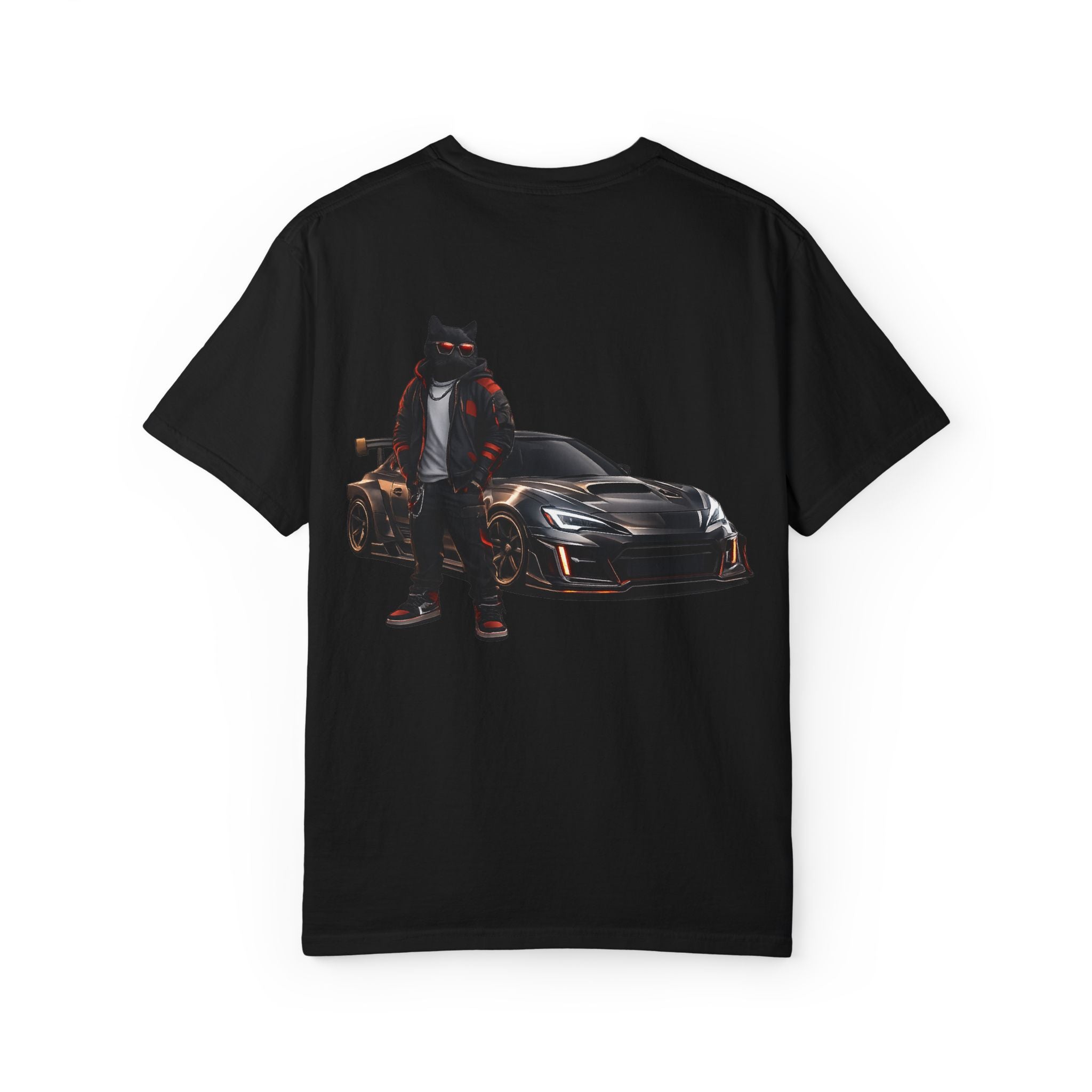 Cool Black Cat Streetwear Custom Widebody Sports Car JDM T-Shirt
