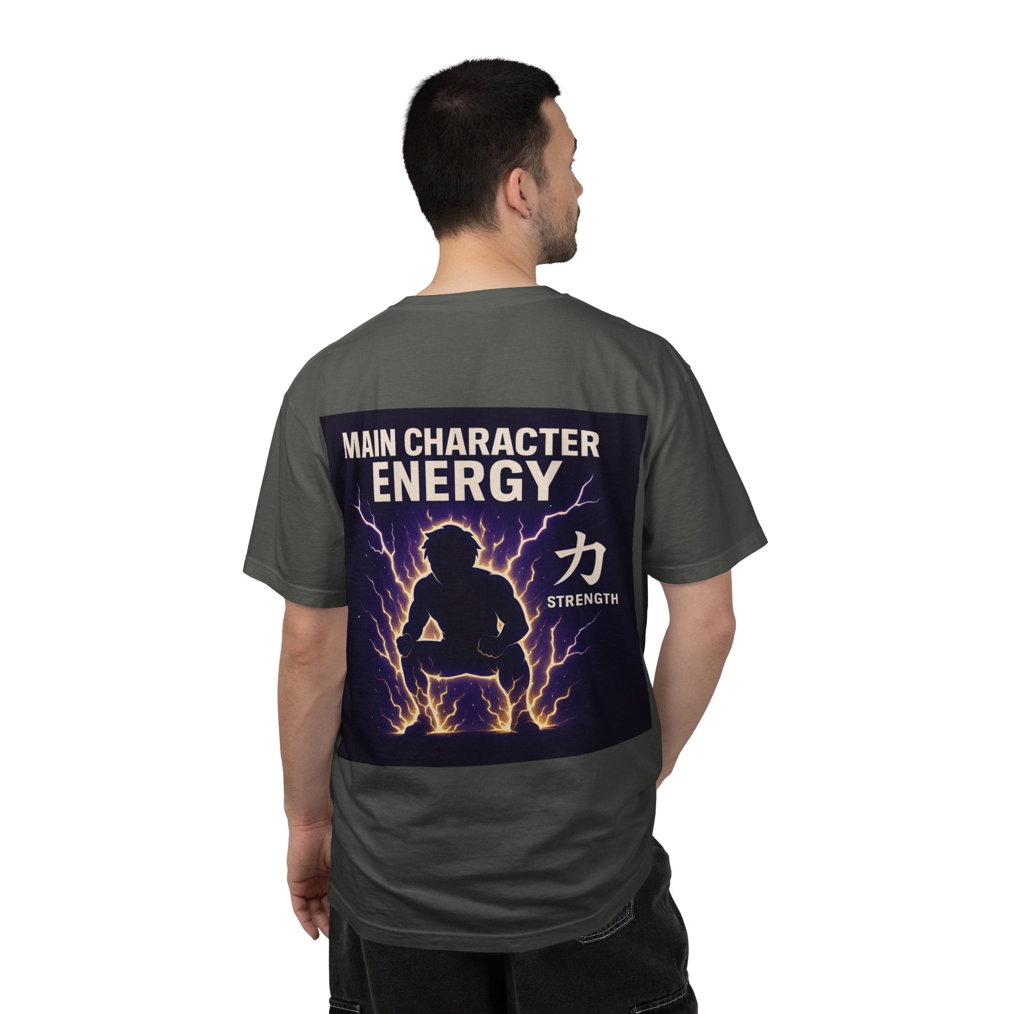 Main Character Energy Strength Kanji T-Shirt — Men’s Anime Gym Motivation