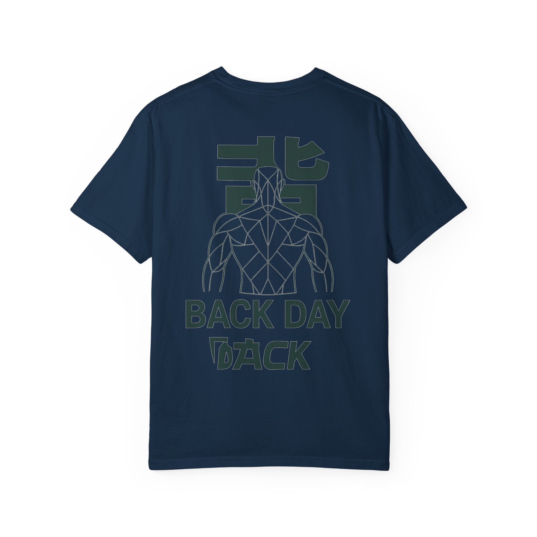 Back Day Attack Geometric Muscle Anatomy T-Shirt — '北' Back Training Gym Tee Green
