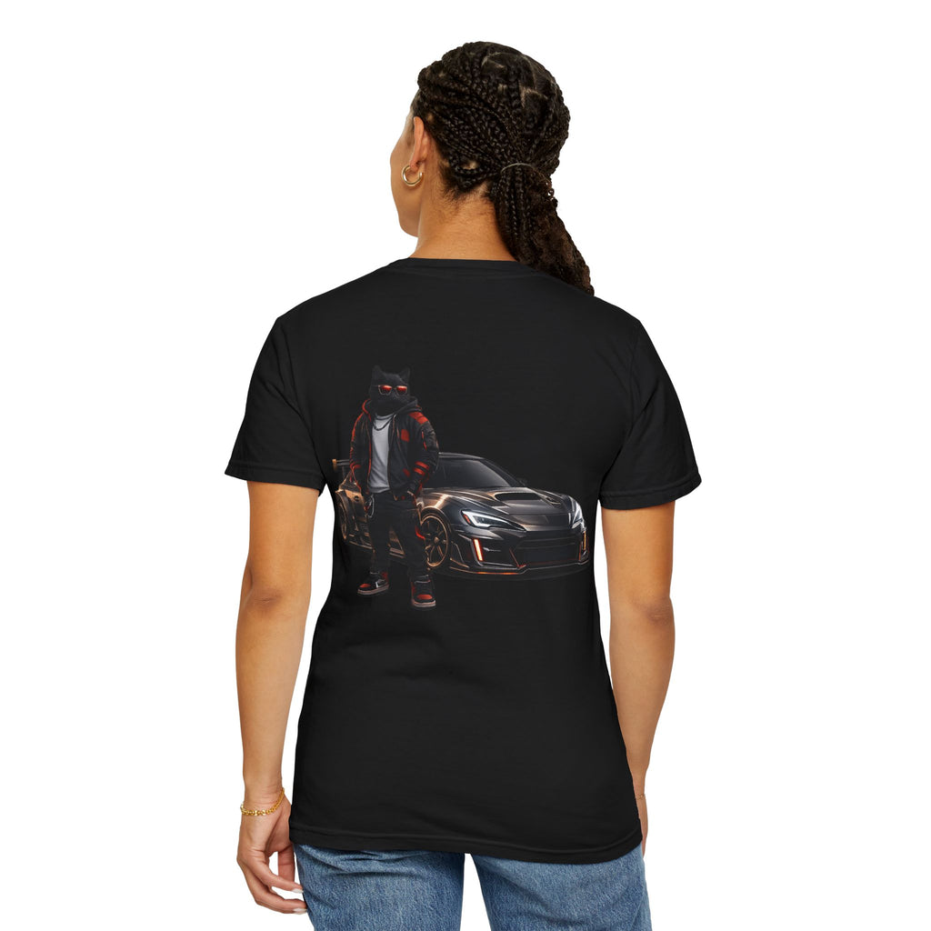Cool Black Cat Streetwear Custom Widebody Sports Car JDM T-Shirt