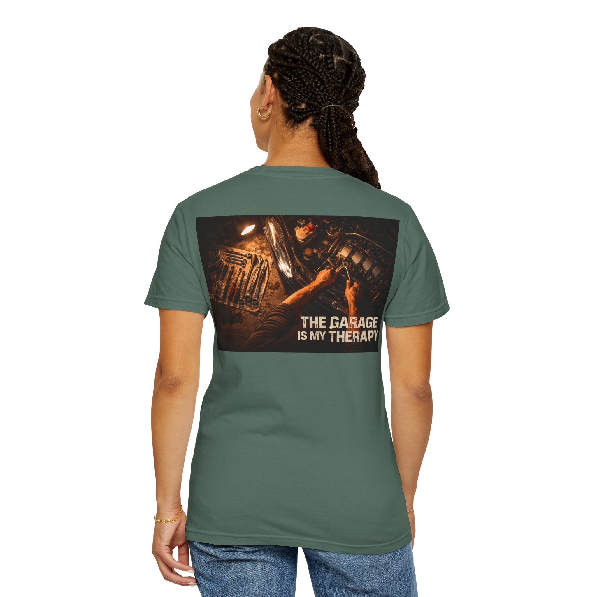 The Garage Is My Therapy T-Shirt - Mechanic Car Enthusiast Gift Version 2