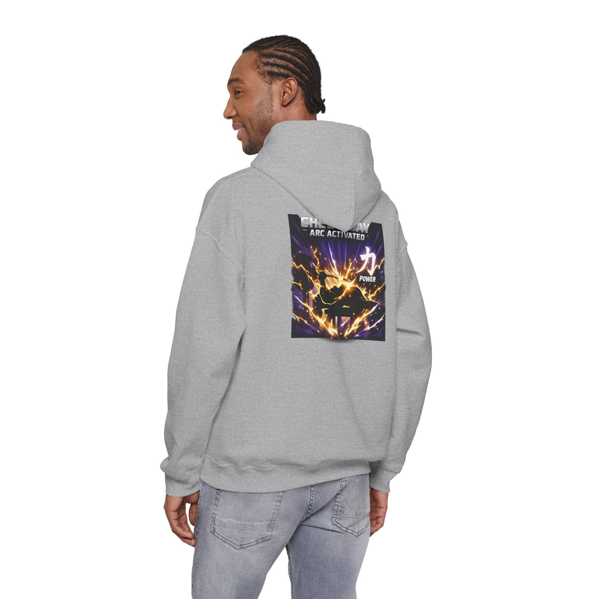 Chest Day Arc Activated Men’s Hoodie — Power (力) Gym Motivation